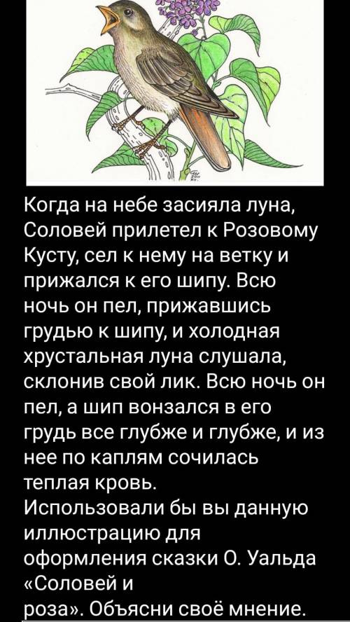 мне Задание 2 Рассмотрите внимательно иллюстрацию. Сравните её с фрагментом из сказки О. Уайльда «Со