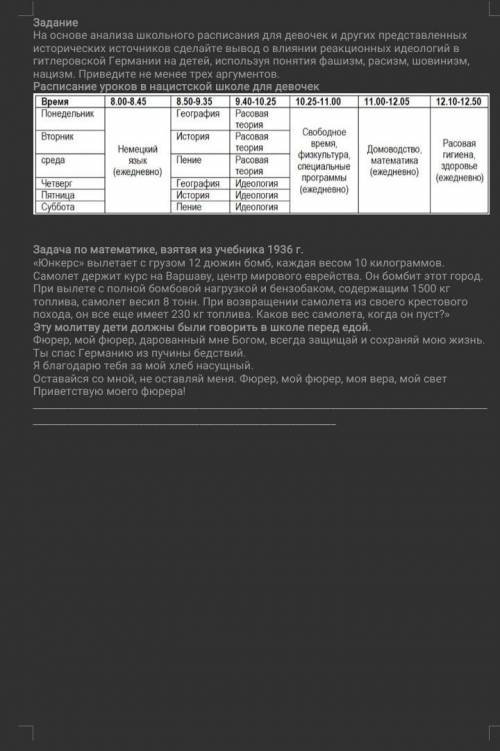 Задание На основе анализа школьного расписания для девочек и других представленных исторических исто