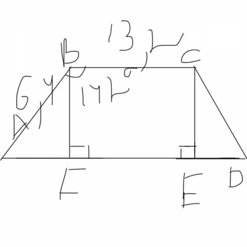 Дана равнобедренная трапеция ABCD - AB =22, BC = 55. уголA = 35 °. Найти длину и площадь трапециевид