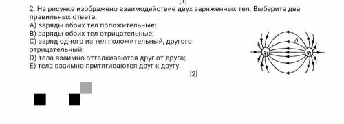 2. На рисунке изображено взаимодействие двух заряженных тел. Выберите два правильных ответа. А) заря