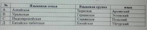 5.Выберите строку, где верно указаны языковая семья, языковая группа, язык. ​