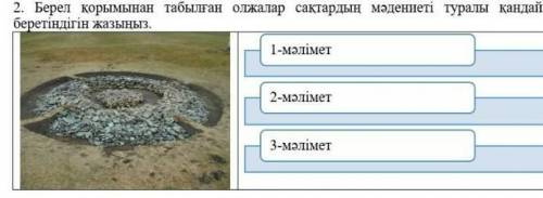 2. Берел қорымынан табылған олжалар сақтардың мәдениеті туралы қандай мәлімет беретіндігін жазыңыз .