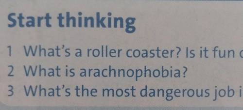 1 What's a roller coaster? Is it fun or scary? 2 What is arachnophobia?3 What's the most dangerous j