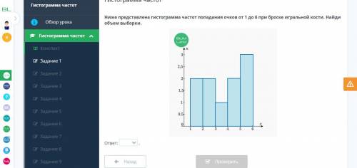 Гистограмма частот Ниже представлена гистограмма частот попадания очков от 1 до 6 при броске игральн