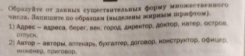 1. Образуйте от данных существительных форму множественного числа. Запишите по образцам (выделены жи