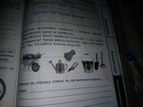 рассмотри фотографии предметов, с которыми работают представители одной из профыесий. Представители