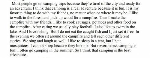 1.задание Why people go to camping? A) Because they are bored. B) Because they're tired of the city