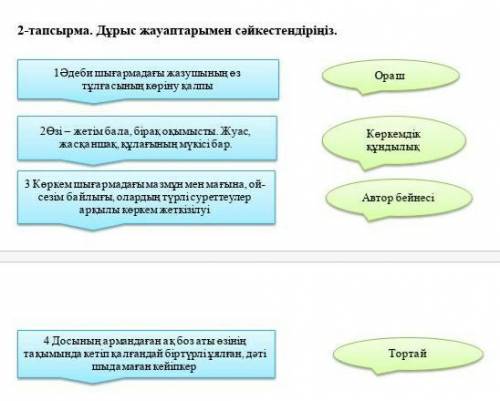 Дұрыс жауаптарымен сәйкестендіріңіз.​