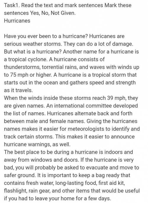 1.Fishermen all over the world know when hurricanes start. YesNoNot Given2.Hurricanes usually start