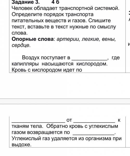 ну кто Задание 3. 4 б Человек обладает транспортной системой. Определите порядок транспорта питатель