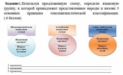 Используя предложенную схему, определи языковую группу, к которой принадлежат представленные народы