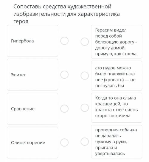 Сопоставь средства художественной изобразительности для характеристика героя Герасим виделперед собо