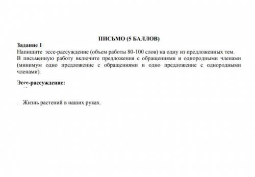 Задание 1 Напишите эссе-рассуждение (объем работы 80-100 слов) по теме ниже В письменную работу вкл