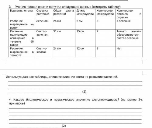 Ученик провел опыт и получил следующие данные (смотреть таблицу). Используя данные таблицы, опишите