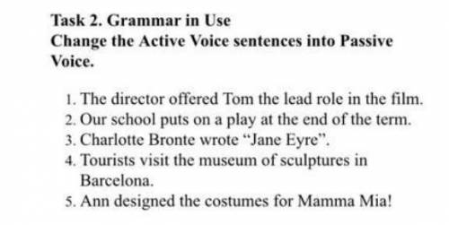 Task 2. Grammar in Use Change the Active Voice sentences into Passive Voice. 1. The director offered