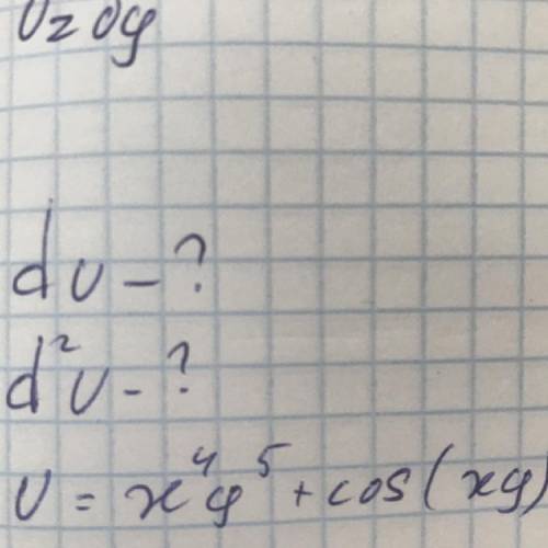 , Вычислить du и d^2u для функции u=x^4y^5+cos(xy)