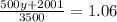 \frac{500y+2001}{3500} =1.06