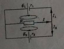 Определите силу тока в каждой ветке I, I1, I2. R=2 Ом, Е1=5 Ом, Е2=6 Ом, r1=1 Om, r2=2 Om.