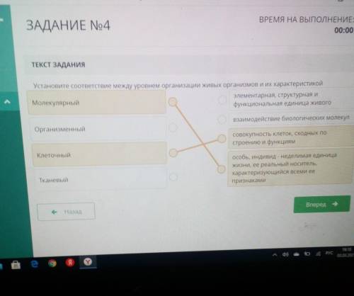 ЗАДАНИЕ No4 ВРЕМЯ НА ВЫПОЛНЕНИЕ00:00ТЕКСТ ЗАДАНИЯУстановите соответствие между уровнем организации ж