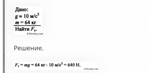 Реши задачу. Определи силу тяжести, действующую на человека с сумками, если масса человека 50 кг, а