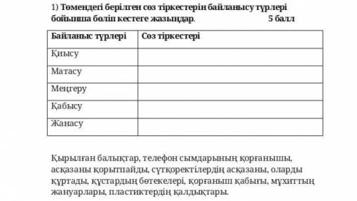 сделать задание по казахскому. Здесь правило на связь слов.