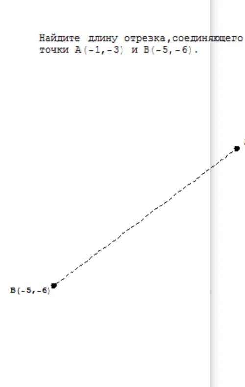 Найдите длину отрезка соединяющего точки A(-1,-3) B(-5,-6)​