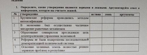 1. Определите, какие утверждения являются верными и ложными. Аргументируйте ответ к информации, кото