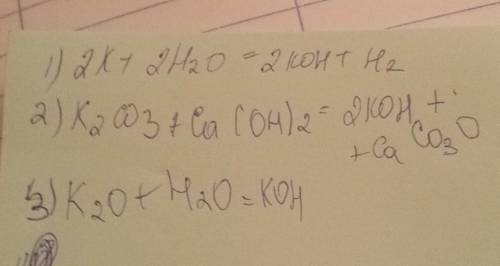 5) Получите гидроксид калия всеми возможными .  Запишитеуравнения реакций.​