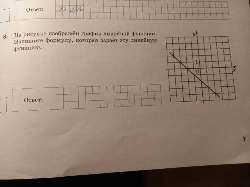 ) 8.На рисунке изображен график линейной функции.Напишите формулу,которая задает эту линейную функци