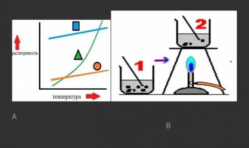 1. Как влияет температура на растворимость веществ? Используя рисунок А, поясните свой ответ. 2. Опр