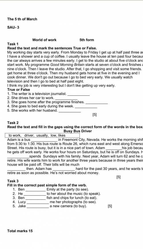 Read the text and fill in the gaps using the correct form of the words in the box. Busy Bus Driverto