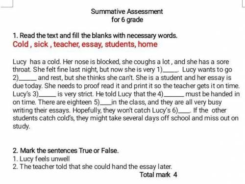 2. Mark the sentences True or False​