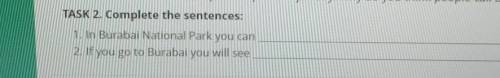 TASK 2. Complete the sentences: 1. In Burabai National Park you can2. If you go to Burabai you will
