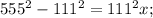 555^{2}-111^{2}=111^{2}x;