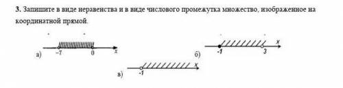 . Запишите в виде неравенства и в виде числового промежутка множество, изображенное на координатной