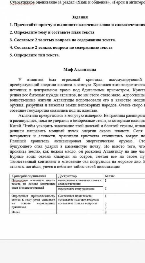 1. Прочитайте притчу и выпишите ключевые слова и словосочетания. 2. Определите тему и составьте план