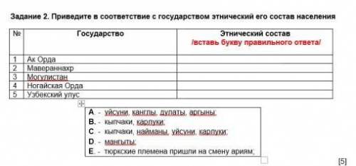 Задание 2. Приведите в соответствие с государством этнический его состав населения