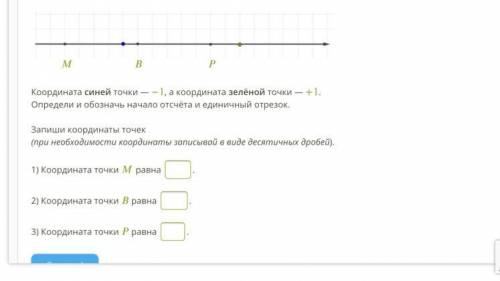 М_I_01_z№7.png Координата синей точки — −1, а координата зелёной точки — +1. Определи и обозначь нач