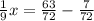 \frac{1}{9} x = \frac{63}{72} - \frac{7}{72}