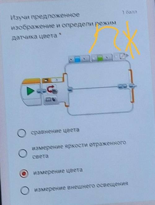 Изучи предложенное изображение и определи режимдатчика цвета *3О Oсравнение цветаО Oизмерение яркост