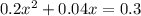 0.2x {}^{2} + 0.04x = 0.3