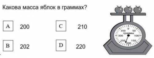 Какова масса яблок в граммах?200с210B202220​