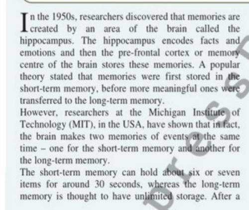 cortex, facts, memories, synapses, retention, memory. 1)pre-frontal... 2)short/long-term... 3)memory