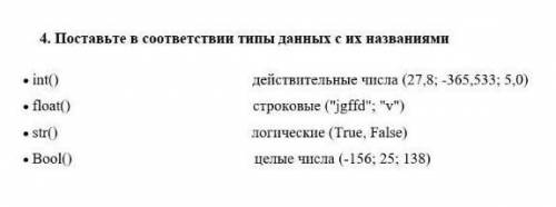 Поставте в соответствии типы данных с их названиям​