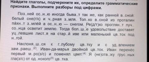 найдите глаголы подчеркните их определите грамматические признаки выполните разбор под цифрами ​​