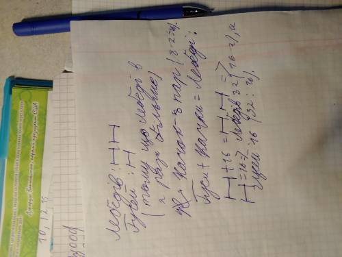 Та Розв'яжи задачу.На озері плавали лебеді, качкигуси. Лебедів було вдвічі більше, ніжгусей. Качок і