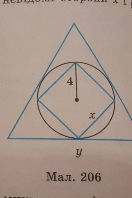 Користуючись малюнком -206 знайдіть невідомі сторони х та у правильних многокутників​