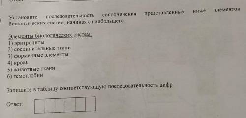 Установите последовательность соподчинения представленных ниже элементов биологических систем, начин