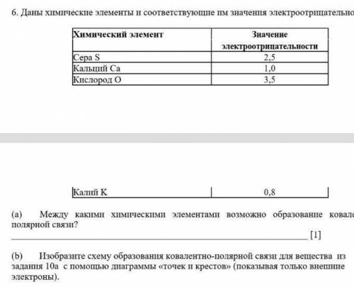 6. Даны химические элементы и соответствующие им значения электроотрицательности: Химический элемент