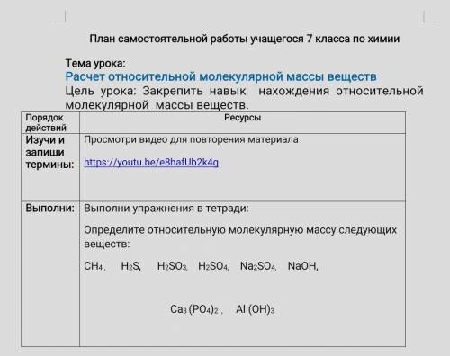 Определите относительную молекулярную массу следующих веществ: CH4 , H2S, H2SO3, H2SO4, Na2SO4, NaOH